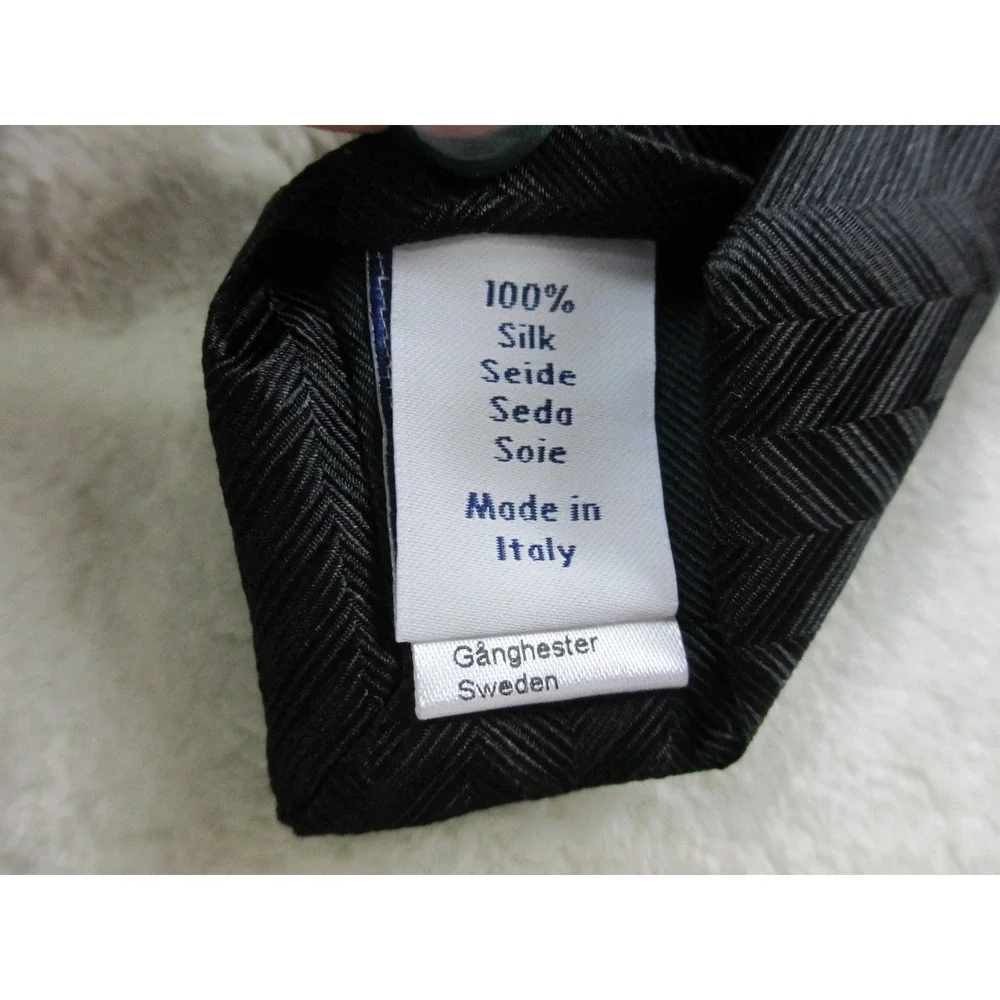 NEW ETON Neck Tie Mens Black Chevron Silk Made In Italy Casual 07